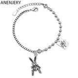 Vintage Rabbit Charm Thai Silver Bracelet Women Gift