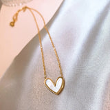 ANENJERY Heart Pendant Necklace for Women Classic Clavicle Chain Jewelry