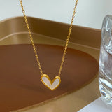 ANENJERY Heart Pendant Necklace for Women Classic Clavicle Chain Jewelry