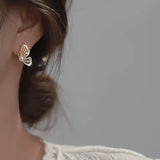 Zircon Pearl Butterfly Earrings Women Party Jewelry Gift