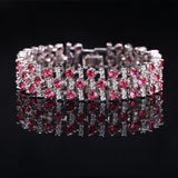 ANGELCZ Sparkling CZ Bridal Hand Jewelry Big Wedding Bracelet For Bride AB047