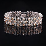 ANGELCZ Sparkling CZ Bridal Hand Jewelry Big Wedding Bracelet For Bride AB047