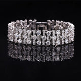 ANGELCZ Sparkling CZ Bridal Hand Jewelry Big Wedding Bracelet For Bride AB047