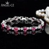 ANGELCZ High Woman Jewelry 13 Pcs Red Cubic Zirconia Hand Bracelets