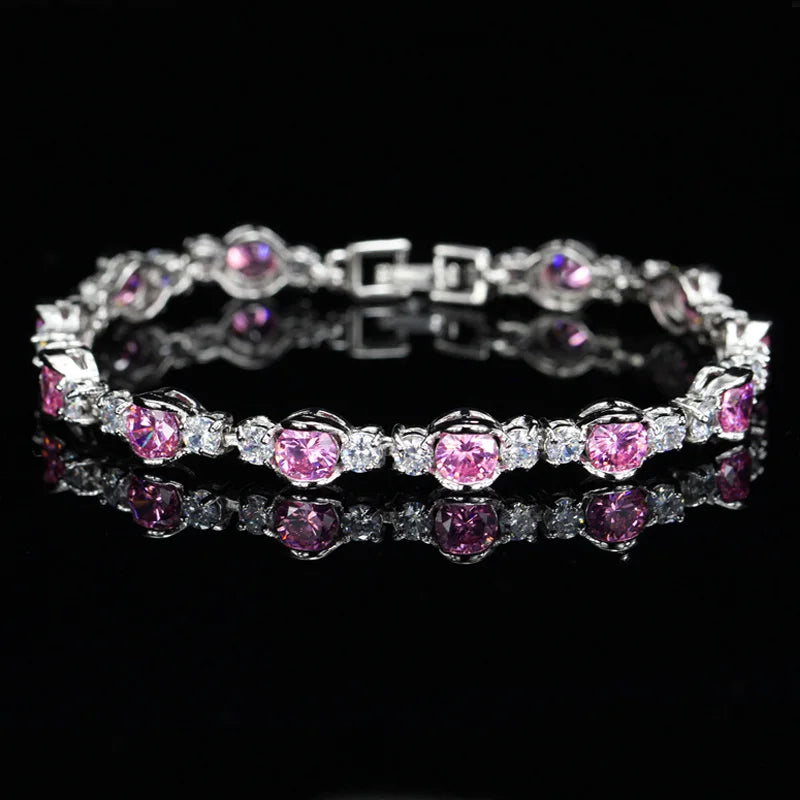 ANGELCZ High Woman Jewelry 13 Pcs Red Cubic Zirconia Hand Bracelets