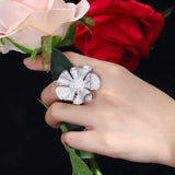 ANGELCZ Cubic Zircona Floral Wedding Ring AR058