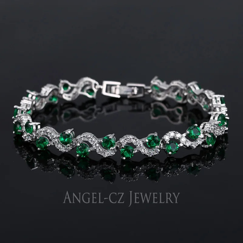 Angelcz CZ Stones Women Silver Bracelets Summer Jewelry