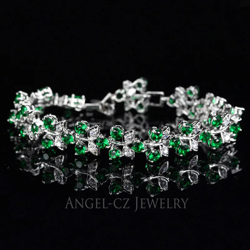 ANGELCZ Butterfly Charm Bracelet Austrian Crystal Women Silver AB017