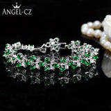 ANGELCZ Butterfly Charm Bracelet Austrian Crystal Women Silver AB017