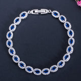 Micro Tiny CZ Paved Oval Red Crystal Tennis Bracelet AB025