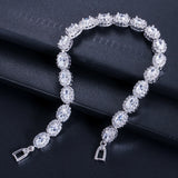 Micro Tiny CZ Paved Oval Red Crystal Tennis Bracelet AB025