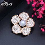 ANGELCZ Golden Flower Brooches Scarf Clip BP015