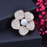 ANGELCZ Golden Flower Brooches Scarf Clip BP015