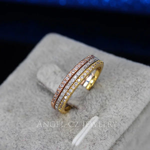 ANGELCZ Rose CZ Wedding Ring Sets Minimalist Jewelry AR007