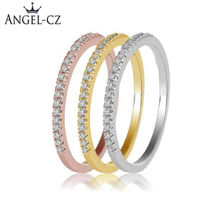 ANGELCZ Rose CZ Wedding Ring Sets Minimalist Jewelry AR007