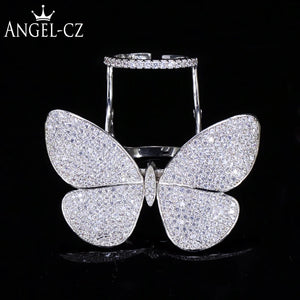 ANGELCZ Butterfly Shape Silvery Rings for Women
