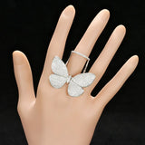 ANGELCZ Butterfly Shape Silvery Rings for Women