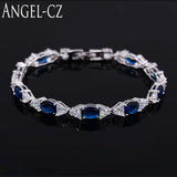 ANGELCZ Oval Dark CZ Bowknot Silver Bracelet