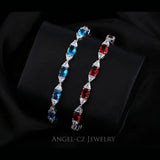 ANGELCZ Oval Dark CZ Bowknot Silver Bracelet