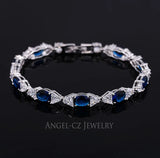 ANGELCZ Oval Dark CZ Bowknot Silver Bracelet