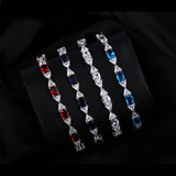 ANGELCZ Oval Dark CZ Bowknot Silver Bracelet