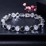 6mm Round Austrian Crystal Women Strand Bracelets Silvery Stamped AB001