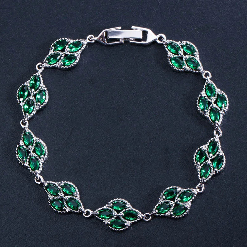 ANGELCZ Pink CZ Crystal Leaf Bracelet For Bridesmaid AB130