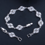 ANGELCZ Pink CZ Crystal Leaf Bracelet For Bridesmaid AB130