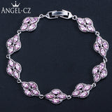ANGELCZ Pink CZ Crystal Leaf Bracelet For Bridesmaid AB130
