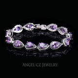ANGELCZ Pink CZ Stone Silver Bracelet Bangle Gift AB004
