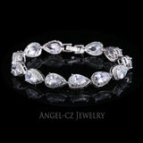 ANGELCZ Pink CZ Stone Silver Bracelet Bangle Gift AB004