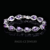 ANGELCZ Pink CZ Stone Silver Bracelet Bangle Gift AB004