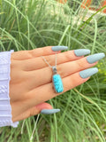 Turquoise Silver Pendant Chain Necklace for Bride