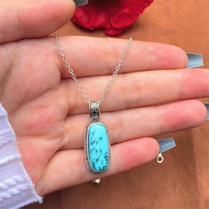 Turquoise Silver Pendant Chain Necklace for Bride