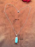 Turquoise Silver Pendant Chain Necklace for Bride