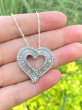 Heart Pendant Necklace Bridal Wedding CZ Stone Romantic Gift Necklace Jewelry