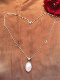Rose Quartz Pendant Necklace Silver Color Natural Stone Jewelry