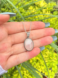 Rose Quartz Pendant Necklace Silver Color Natural Stone Jewelry