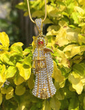 Santa Muerte Pendant Holy Death CZ Jesus Hip Hop Necklace