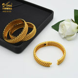 24K Plated Bangle Flower Wedding Bracelet Dubai Arabic Jewelry