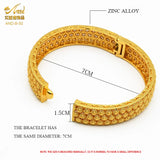 24K Plated Bangle Flower Wedding Bracelet Dubai Arabic Jewelry