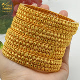 24K Plated Bangle Flower Wedding Bracelet Dubai Arabic Jewelry