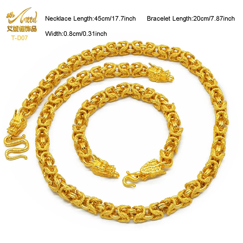 Dragon Head Necklace Men 24K Plated Wedding Jewelry