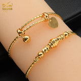 2pcs Dubai Bangle for Girls/Baby/Kids Charm Bracelet Bells Heart