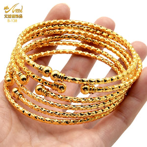4PCS African Arabic Copper Bangle Bracelet Nigerian Bridal Wedding Jewelry