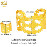 Adjustable Dubai Bangle With Ring For Women African Bijoux Bracelet