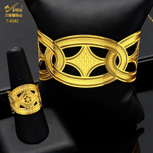 Adjustable Dubai Bangle With Ring For Women African Bijoux Bracelet