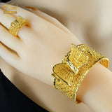 African Bangle With Ring For Women Nigerian Bride Wedding Jewellery