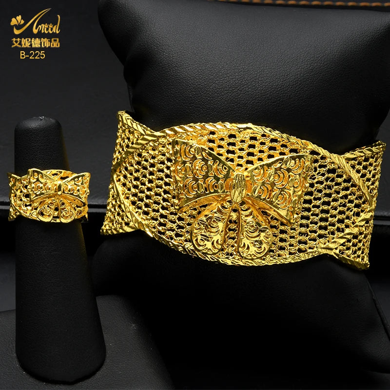 African Bangle With Ring For Women Nigerian Bride Wedding Jewellery