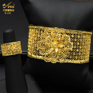 African Bangle With Ring For Women Nigerian Bride Wedding Jewellery